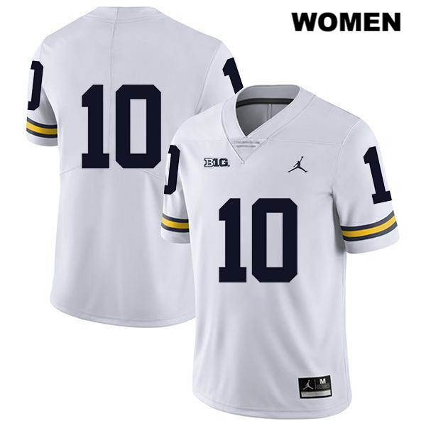 Women's NCAA Michigan Wolverines Anthony Solomon #10 No Name White Jordan Brand Authentic Stitched Legend Football College Jersey RE25O30OU